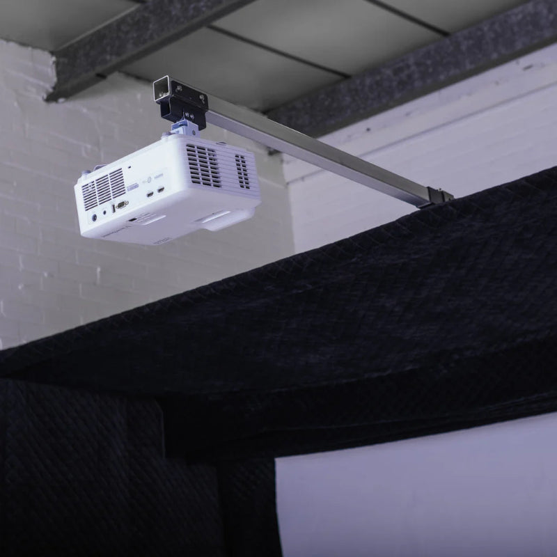 GolfBays LUX Golf Simulator Hitting Enclosure with view of projector hanging