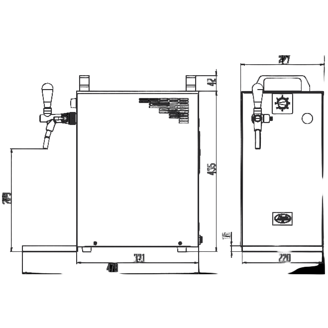 Lindr Kontakt 40k beer (2 Taps) dispenser dimensions