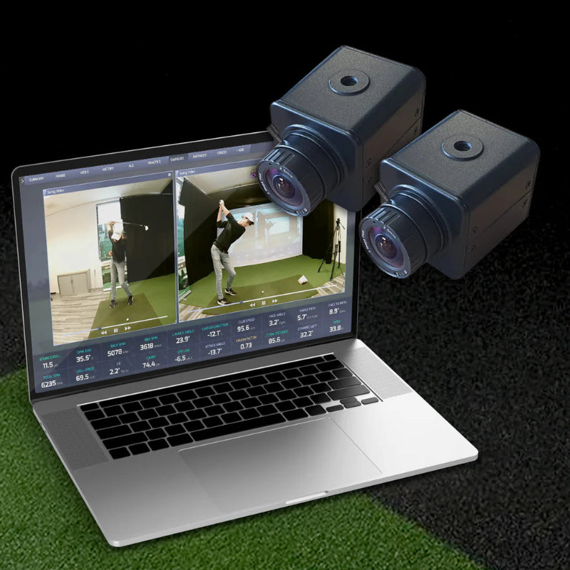 ProTee VX Ceiling-Mounted Golf Launch Monitor on laptop