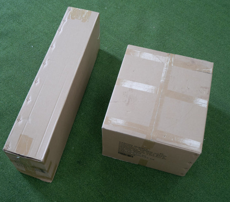 SimBox Golf Simulator Enclosure showing how it easily packed up to be delivered